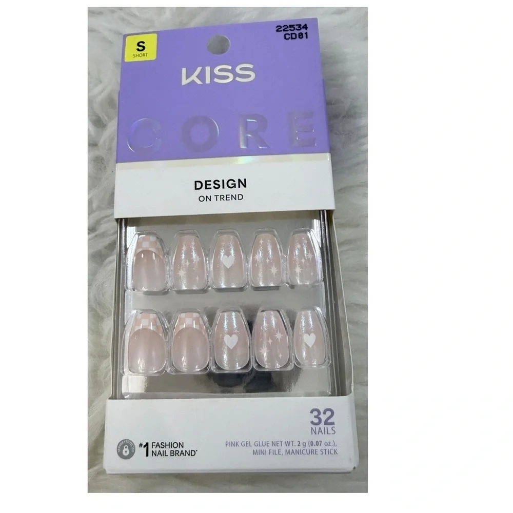NWT KISS Core Press On Fake Nails Pink Cheers Red Flaming Short Gift New